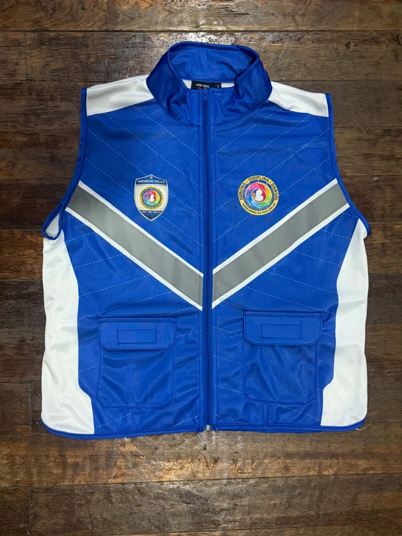 Custom blue and white team vest
